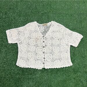 Vintage 90s Teddi crochet cardigan style blouse